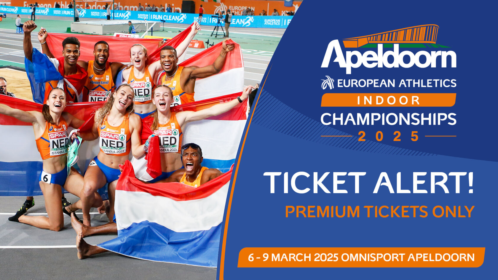 Atletiek Ticketverkoop EK Indoor in Apeldoorn 2025 geopend!